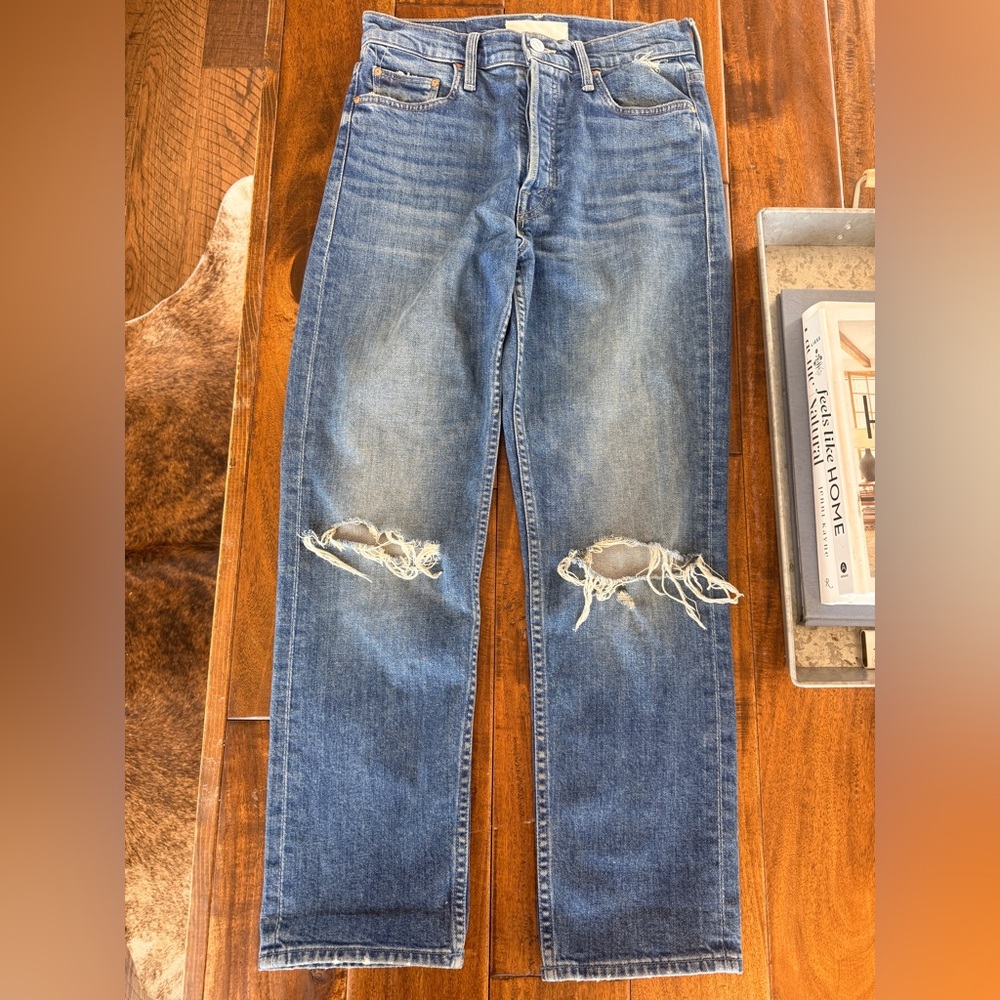 MOTHER Tomcat High-Rise Destroyed Jeans - Medium Blue - Picture 7 of 7